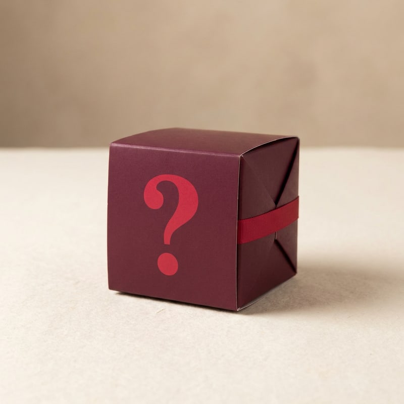 The CouplesBlanket Mystery Box, a sealed box with a question mark on the front
