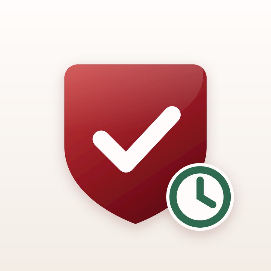 Shipping Protection, a shield with a check mark and a clock